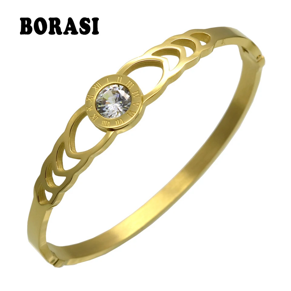 

Hot Sell Gold Color Roman Font Bracelet For Women Luxury Shiny 8mm Cubic Zircon Inlay Charm Bracelet Bride Jewelry pulseira
