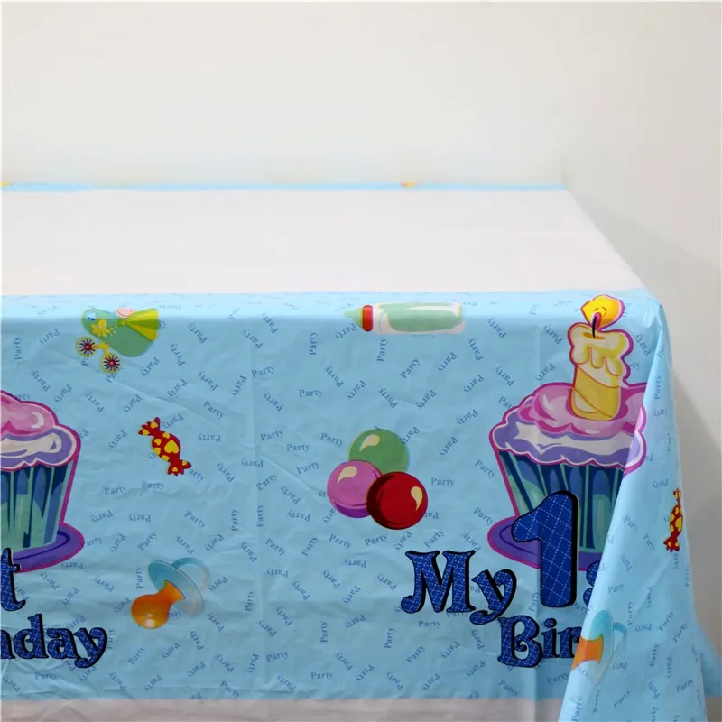 1Pcs Disposable Table Cloth Blue My 1St Birthday Table Cover Tablecloth Kid Boy Happy Birthday Party suppiles 180*108cm