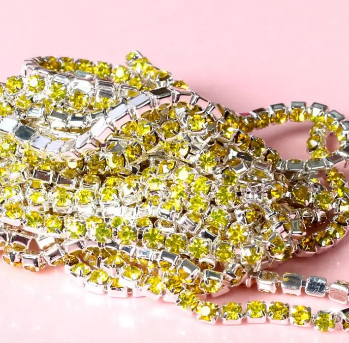 lemon SS4 SS6 SS8 SS10 SS12 SS16 из страз Серебряного и золотого чашка цепочка с подвеской в виде лапы плотные с украшением в виде кристаллов цепочка со стразами B007 - Цвет: lemon