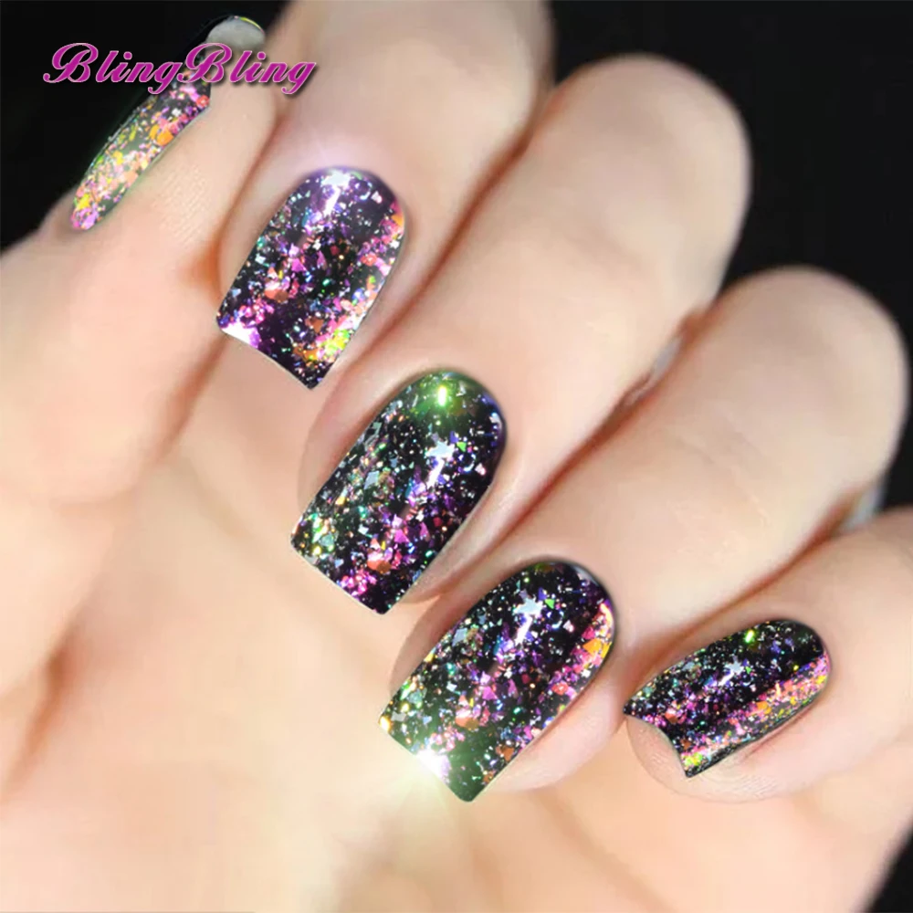 BlingBling новая Аврора Хамелеон Flake Nail Блеск радуги лазерной блестки для ногтей Art