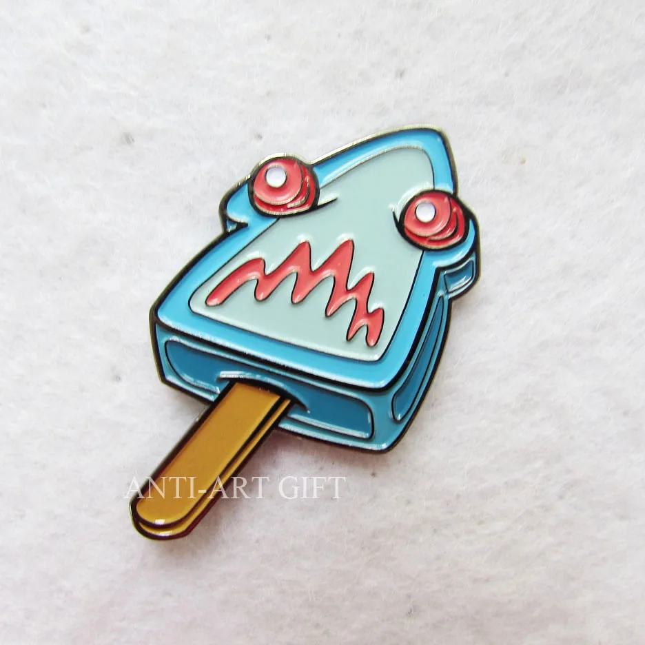 

Customized ice cream shape blue color soft enamel pin badge