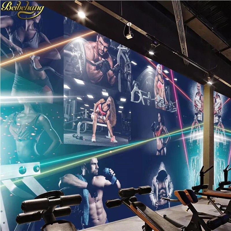 

beibehang Custom Fitness gym yoga studio Photo Wallpaper 3D Murals background TV Backdrop Wall Decor 3D sport mural Wall Paper