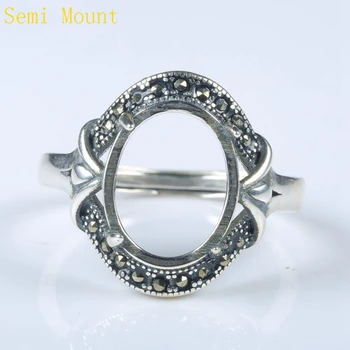

Real Sterling Silver 925 Engagement Wedding Semi mount Ring Settting Antique Vintage 10x12mm Oval Cabochon Art Deco Wholesale