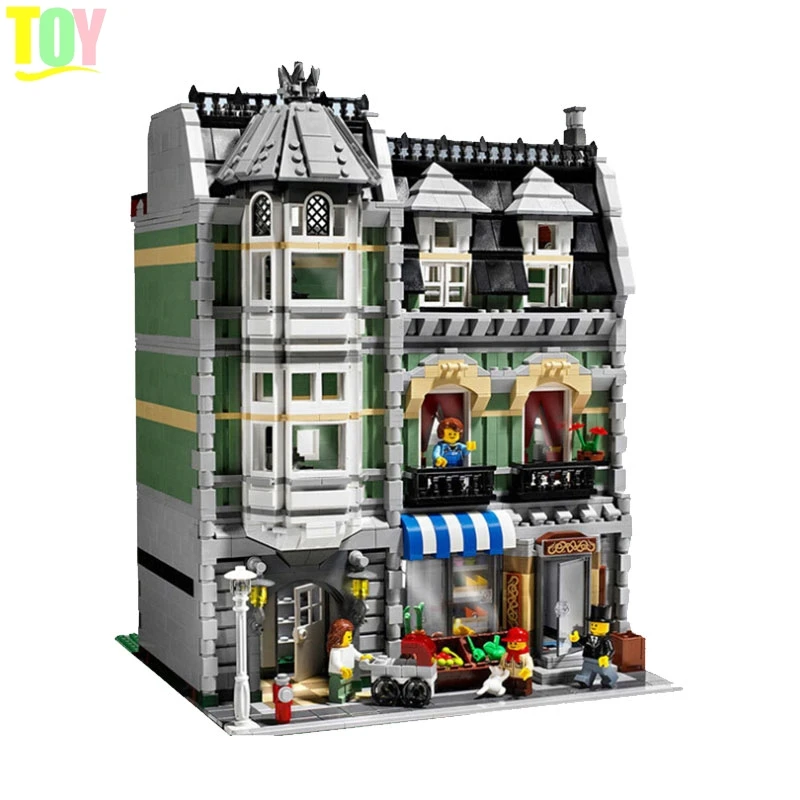 

Happy Birthday Gifts Compatible Legoing Creator City Street view Green Grocer Model Building Blocks Toys for Children Legoing