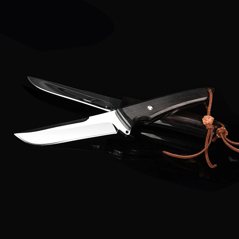 CIMA Survival Hunting Knife, Sandalwood Wood handle/9cr18mov steel, Leather Sheath Super sharp mirror finish CIMA Survival Hunting Knife, Sandalwood Wood handle/9cr18mov steel, Leather Sheath Super sharp mirror finish