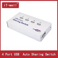 Usb-хаб, автоматический usb-переключатель, 4 порта, usb-разветвитель для компьютера, ПК, общий доступ к печати, 4 компьютера, чтобы поделиться 1 usb-устройством