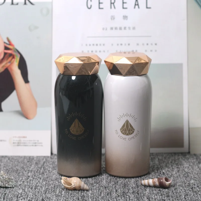 

Gradient Brief Thermo Mug Stainless Steel Vacuum Flask Diamond Gradient Water Cup Outdoor Portable Trend Water Bottle