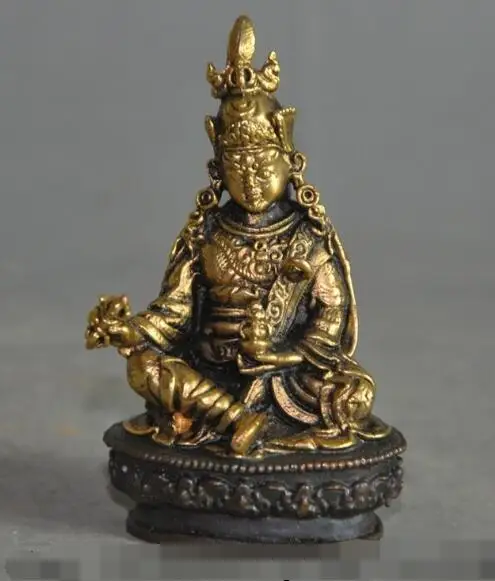 

S3455 Chinese buddhism fane bronze gilt Padmasambhava Guru Rinpoche buddha statue