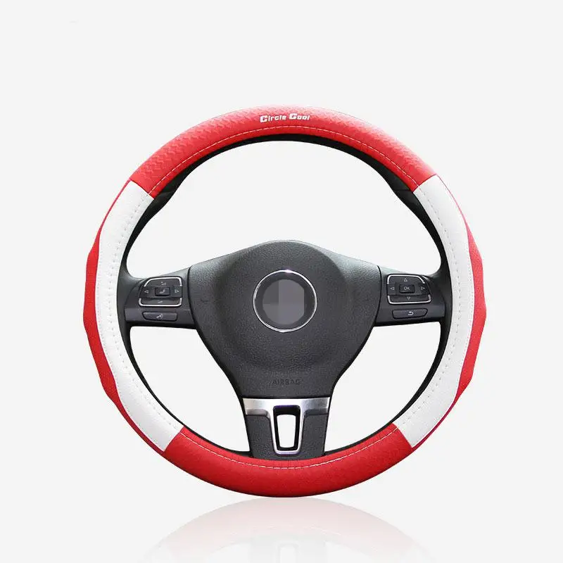 

LumiParty 38cm Leather Auto Car Steering Wheel Cover 38cm Steering Wheel Cover Durable Non-slip Cover Fit Diameter QQ