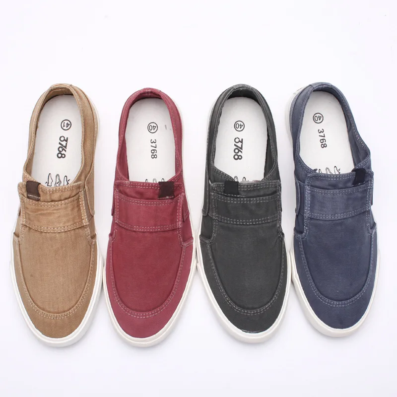 OUDINIAO Men Shoes Canvas Denim Slip On Men Casual Shoes Plimsolls Breathable Male Footwear Spring Sneakers Black Blue Elastic