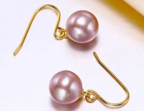

gorgeous AAA 10-11mm round south sea lavender pearl dangle earring 14 gold