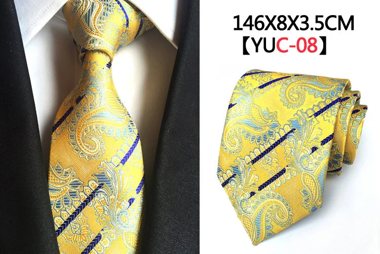 8 см Шелковый жаккардовый переплетенный галстук для мужчин, Модный цветочный клетчатый галстук с узором пейсли, зеленый, синий, серый, деловой, Свадебный, Официальный галстук