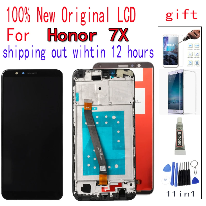 

New LCD For Huawei Honor 7X BND-L21 BND-L22 Display Screen with Frame Touch Screen Digitizer Replacement Repair SpareParts