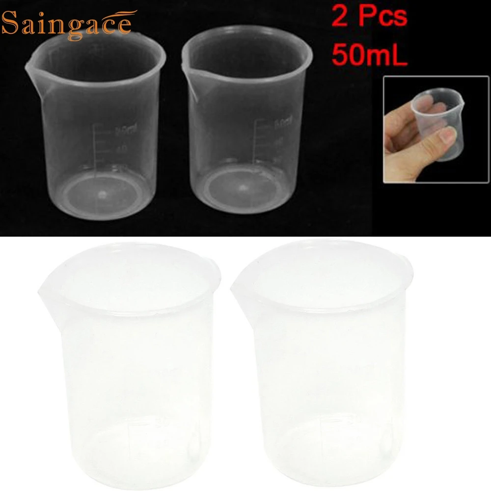 

My House 2019 Cute New 50mL Graduated Beaker Clear Plastic Measuring Cup for Lab 2 Pcs