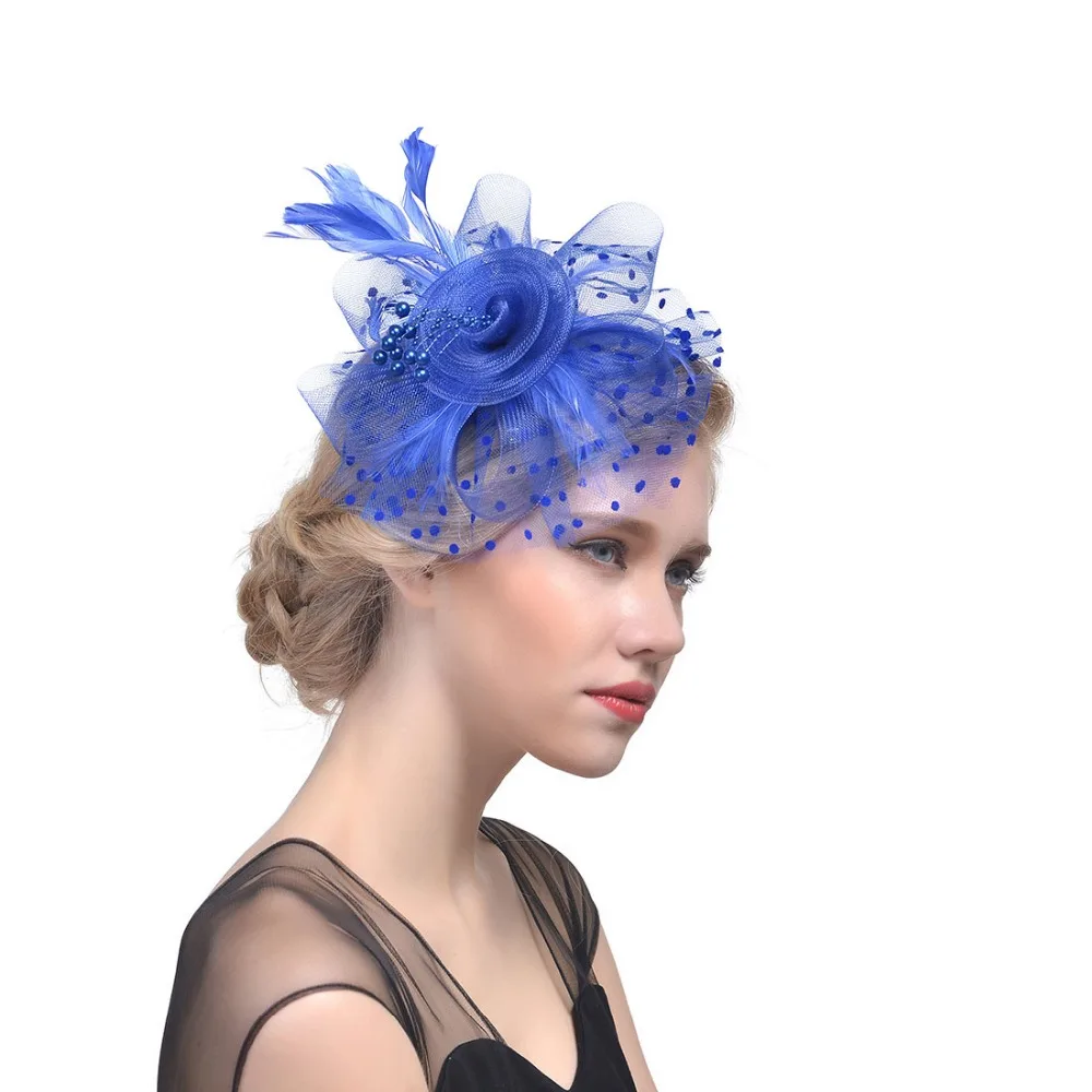 

ZYLLGF Flower Net Cocktail Tea Party Hat For Women Bridal Fascinators Accesorios Para El Cabello Boda FR6