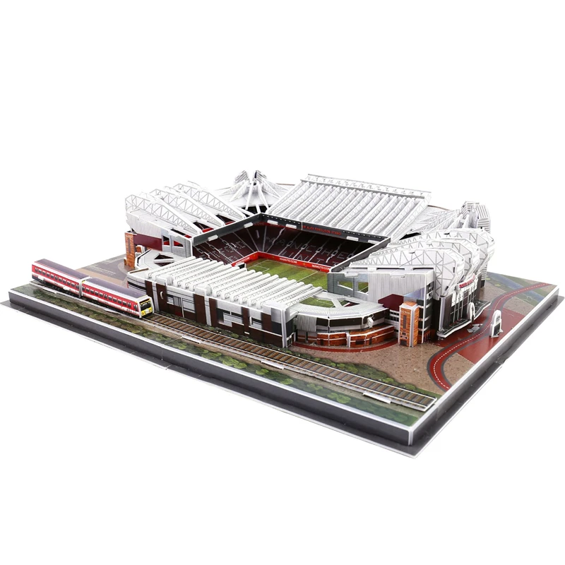 

Classic Jigsaw DIY Puzzle Architecture The Red Devils Old Trafford Football Stadiums Brick Toys Scale Models Sets Building Paper