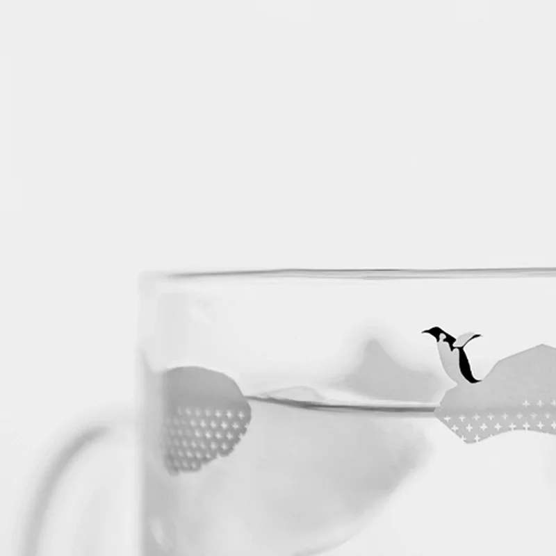 Креативный стеклянный полярный медведь с изображением антарктических пингвинов с узором высокотемпературное стекло бора с кружка для воды с ручкой кофейная чашка молочная чашка