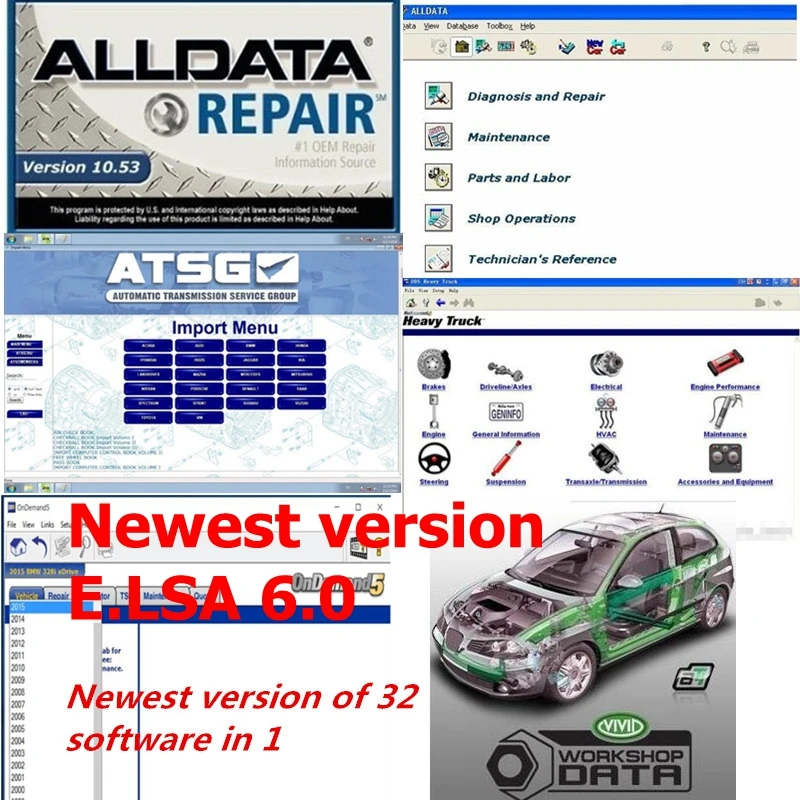 

New Arrival Disk Alldata and mit-chell ondemand 2015+ElsaWin 5.2+vivid workshop+manager ect all data 32 in 1TB HDD auto repair