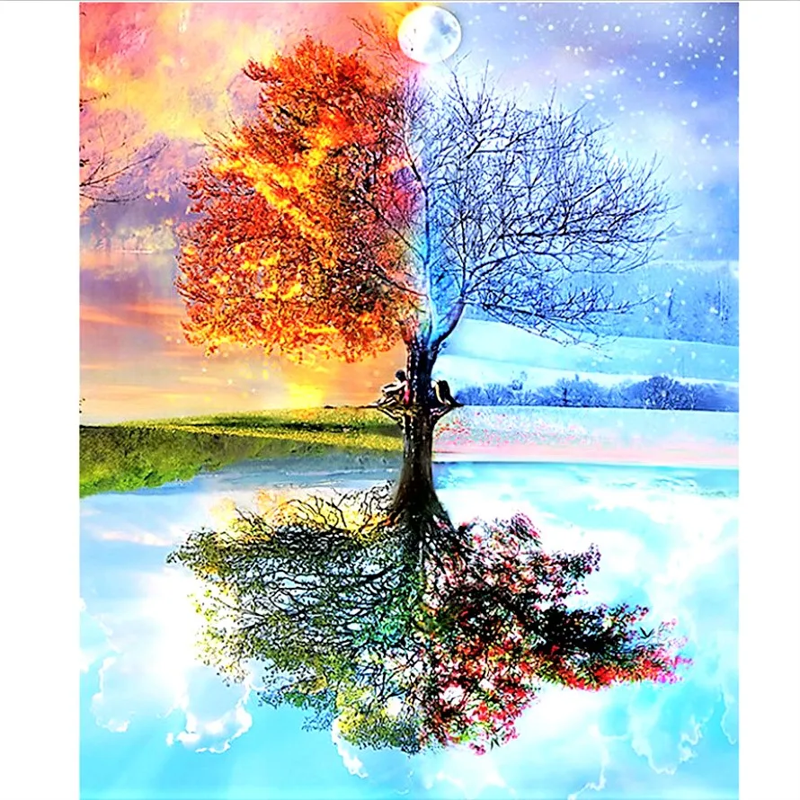 

100% Full DIY 5D Diamond Painting Seasons Tree Cross Stitch Diamond Embroidery Patterns rhinestones Diamond Mosaic bk