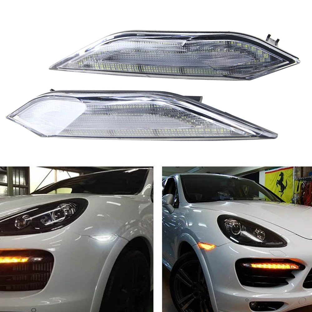 Euro Style Clear Lens Amber/White Switchback LED Side Markers For Porsche Cayenne 2011 2014