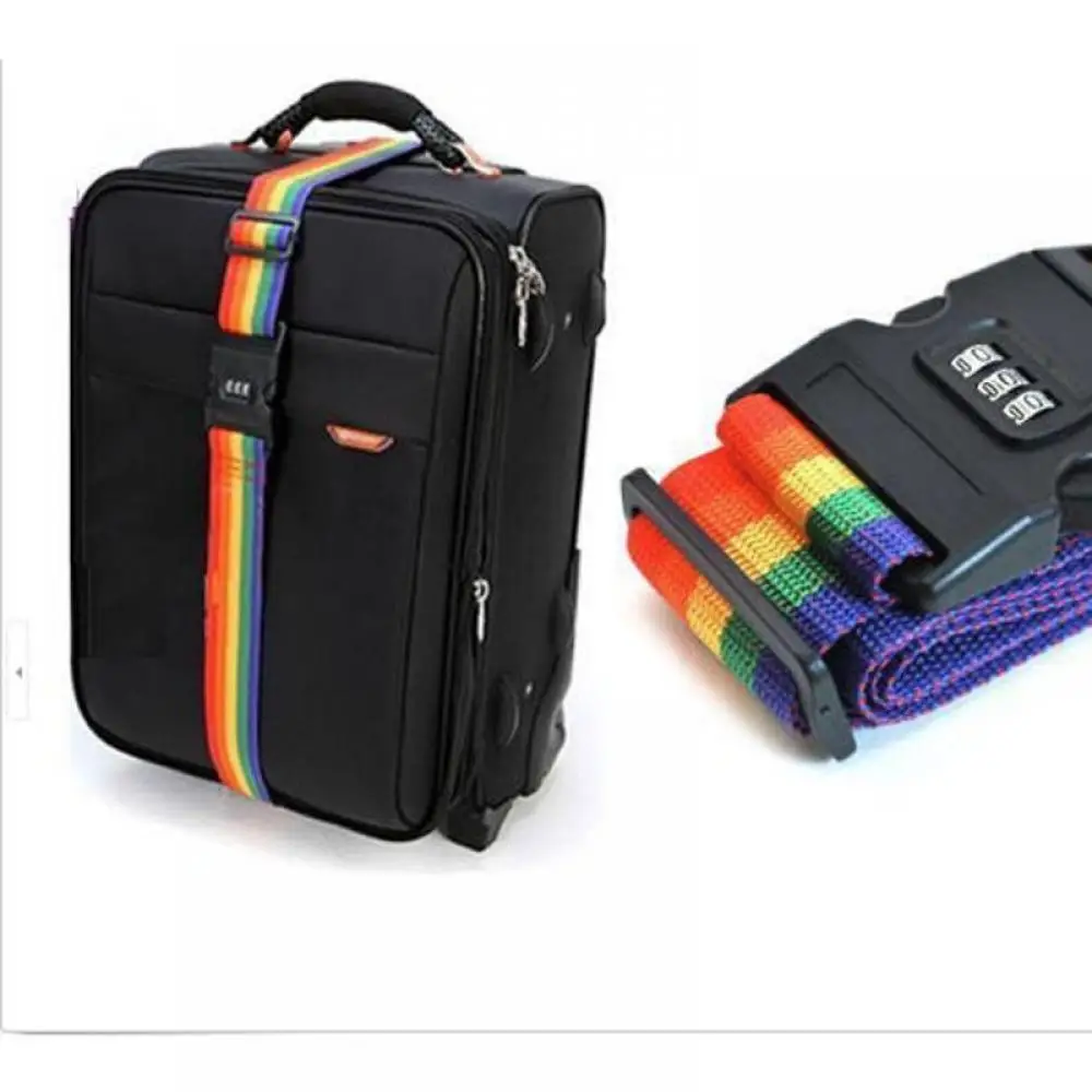 

Adjustable Nylon Travel Luggage Backpack Bag Luggage Suitcase Straps Baggage Rainbow Belt Adjustable Travel rope