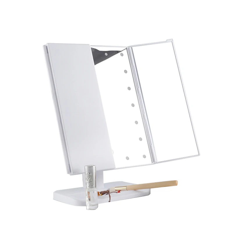 

LED Touch Screen 22 Light Makeup Mirror Table Desktop Makeup 1X/2X/3X/10X Magnifying Mirrors Vanity 3 Folding Adjustable Mirror