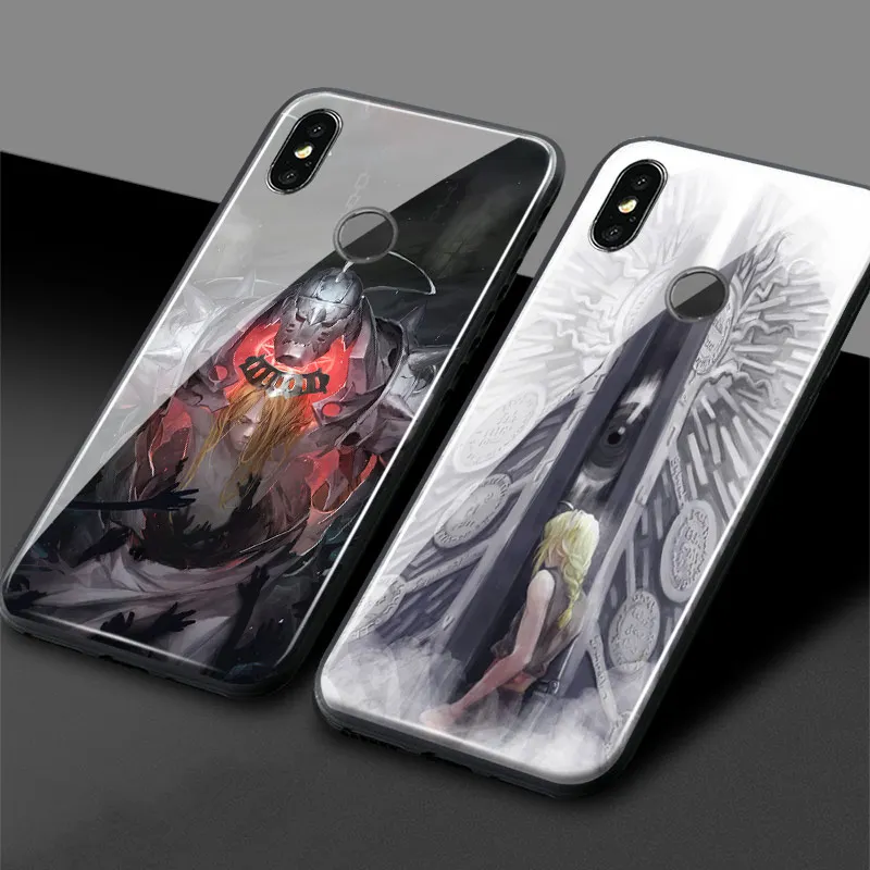 

FullMetal Alchemist Anime Tempered Glass Soft Silicone cover Phone Case Shell For Xiaomi Mi 6 8 SE Explore Mi Mix 2 2S 3