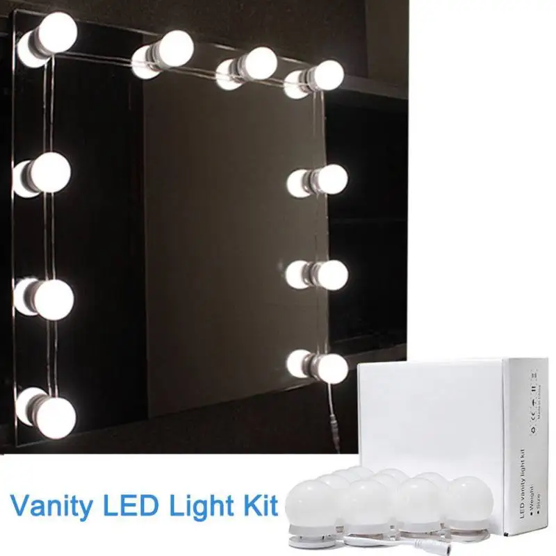 

USB White Dresser Light Makeup Mirror Light Dimmable Dressing Table Plastic Lamp for Girl Bedroom Decoration 220V 10 Lamp LED