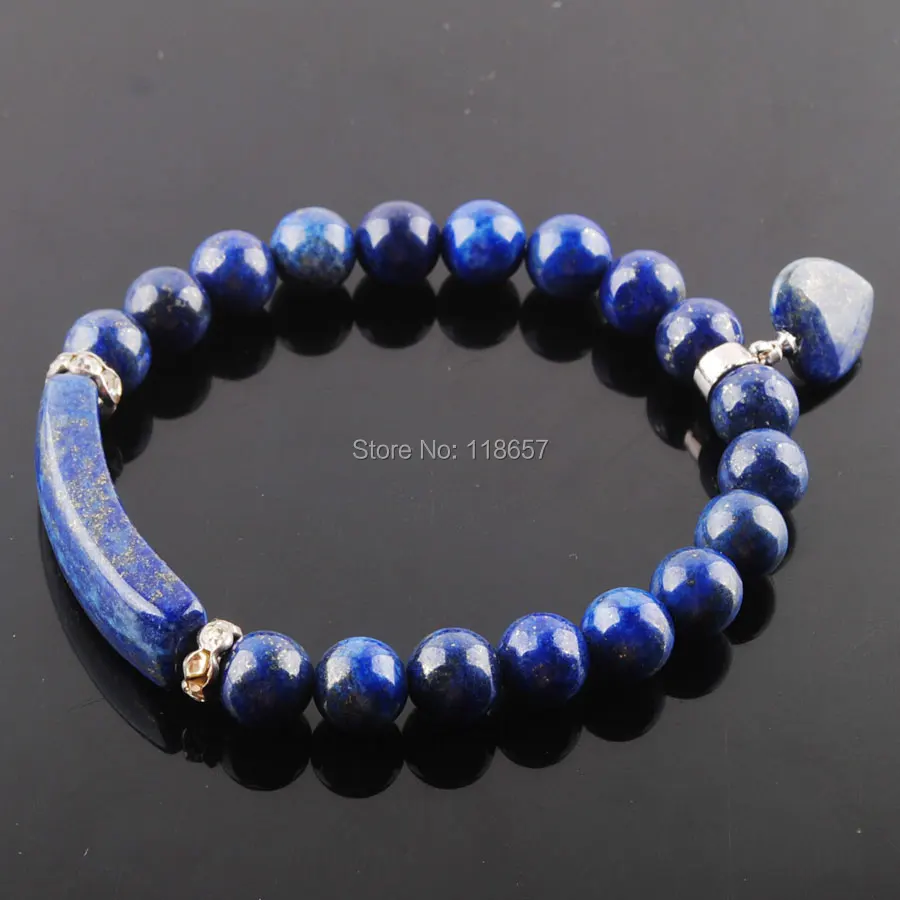 YOWOST бусины из натурального камня Lapis Lazuli Strand браслеты серебряный в форме сердечка-цветное крепление женские ювелирные изделия любовные подарки IK3315