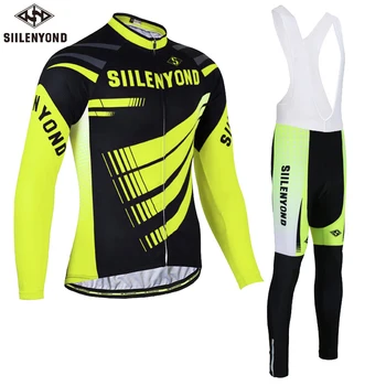 

SIILENYOND Winter Thermal Fleece Cycling Clothing Long sleeve bib Sets Bike Clothes MTB Bicycle Jersey Set Maillot Ropa Ciclismo