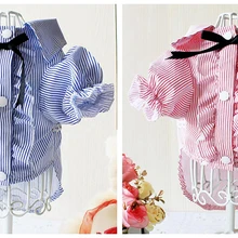 Модная одежда для собак Рубашка Вертикальная планка изящная подвеска-бантик очень милый костюм для пар Одежда Пудель, йоркширский терьер собака чихуахуа