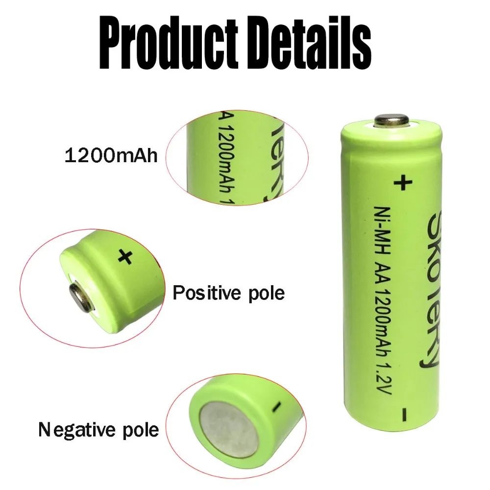 10 шт./лот AA перезаряжаемые батареи AA NiMH 1,2 V 1200mAh Ni-MH 2A Аккумуляторы для камеры/фонарика