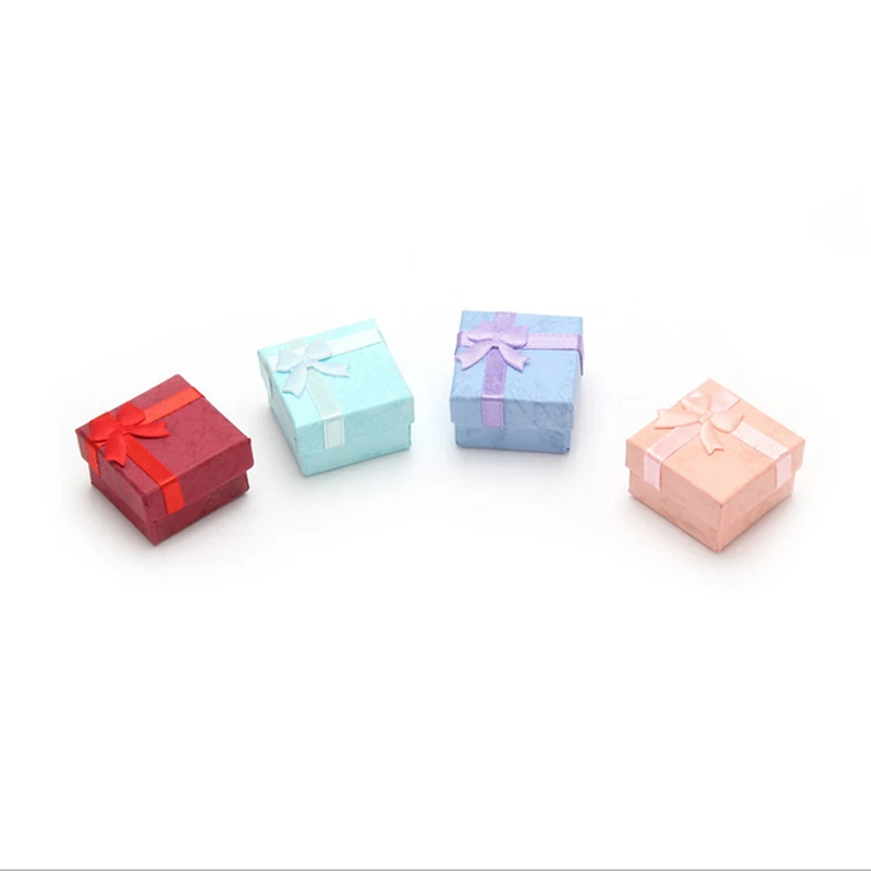 New 1PC 4*4cm High Quality Jewelry Organizer Box Rings Storage Box Small Gift Box For Rings Earrings 4Colors