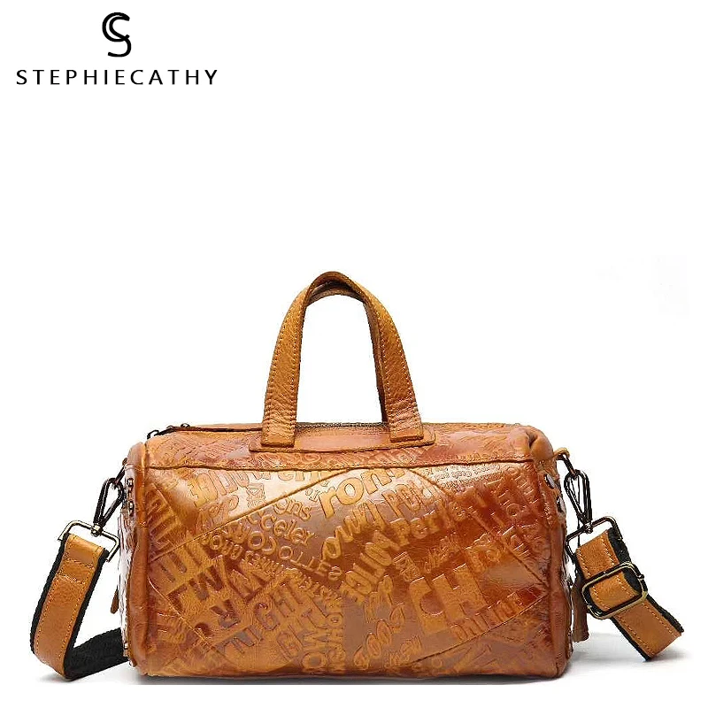 

SC Vintage Real Leather Women Boston Leather Shoulder Bag Ladies Leather Patchwork Pillow Bag Retro Handbag Female Crossbody Bag