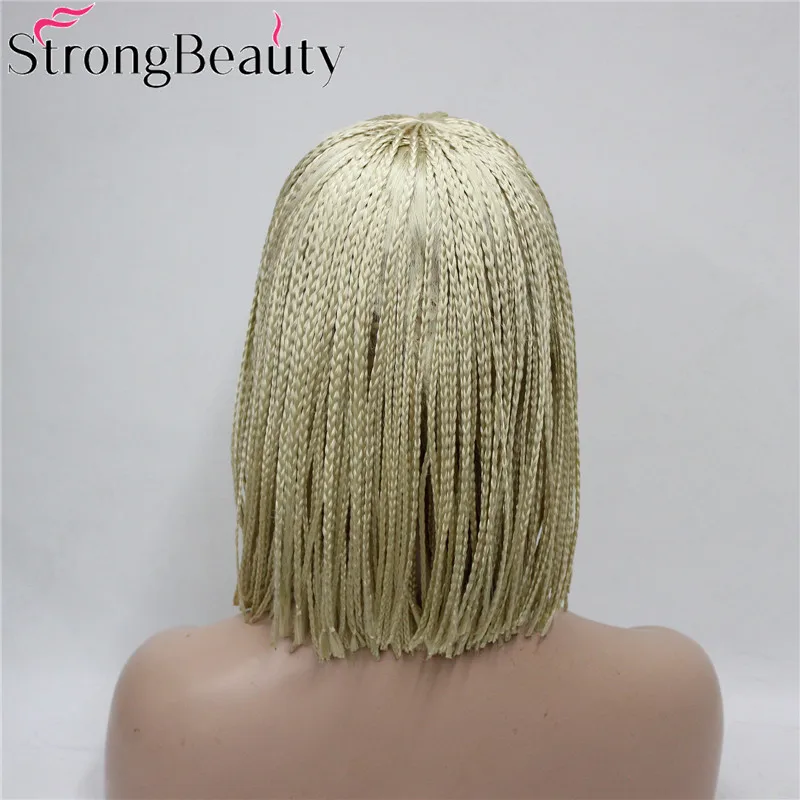 StrongBeauty Синтетический Плетеный вязаный крючком волосы для женщин средней длины парики с аккуратной челкой - Цвет: 613