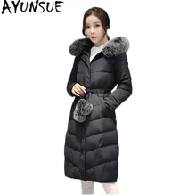 AYUNSUE длинный пуховик женский зимний Лисий меховой воротник корейское пальто Femenino плотные женские s пальто Casacas Para Mujer KJ372