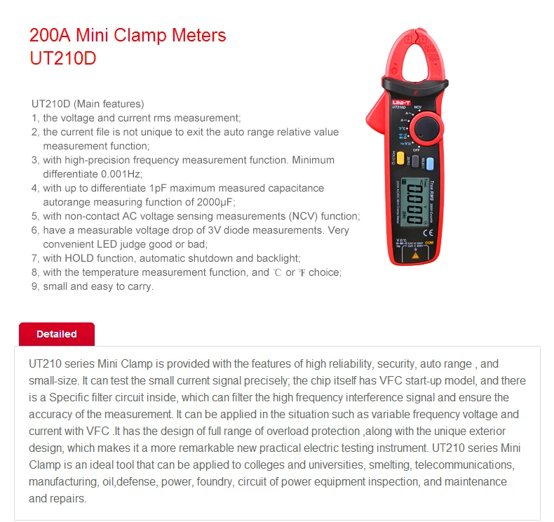 force gauge UNI-T Clamp Meter UT210 Series AC Current Mini Clamp Multimeter Digital True RMS Pliers Ammeter Auto Range soil ph tester