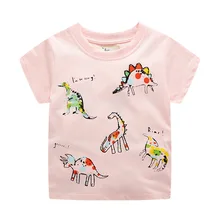 Футболка для девочек летняя детская одежда с рисунком динозавра и животных Детские футболки для маленьких девочек