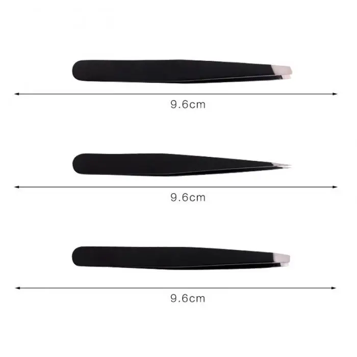 3 Pcs/Set Eyebrow Tweezers Stainless Steel Point Tip/Slant Tip/Flat Tip Hair Remover Tools Kit MSI-19