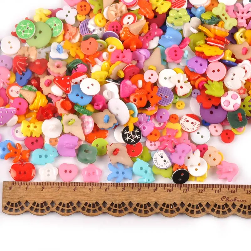 100Pcs Mixed Cartoon Dyed Shank Flatback Plastic Buttons For Clothing Kids Coat Boots Sewing Accessory Scrapbook DIY Craft M1895 2
