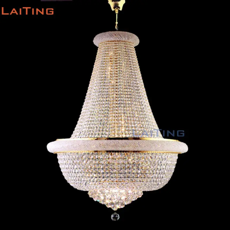 LAITING диаметром 60 см H100cm классический золотой K9 с украшением в виде кристаллов Крытый настенный светильник для гостиной Декор для интерьера LT-71130