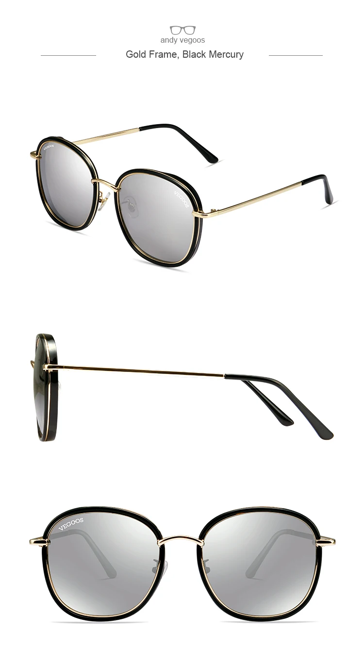 VEGOOS, поляризационные, круглые, квадратные, солнцезащитные очки для женщин, цветные линзы, фирменный дизайн, модные, Ретро стиль, Полароид, солнцезащитные очки для женщин#6118