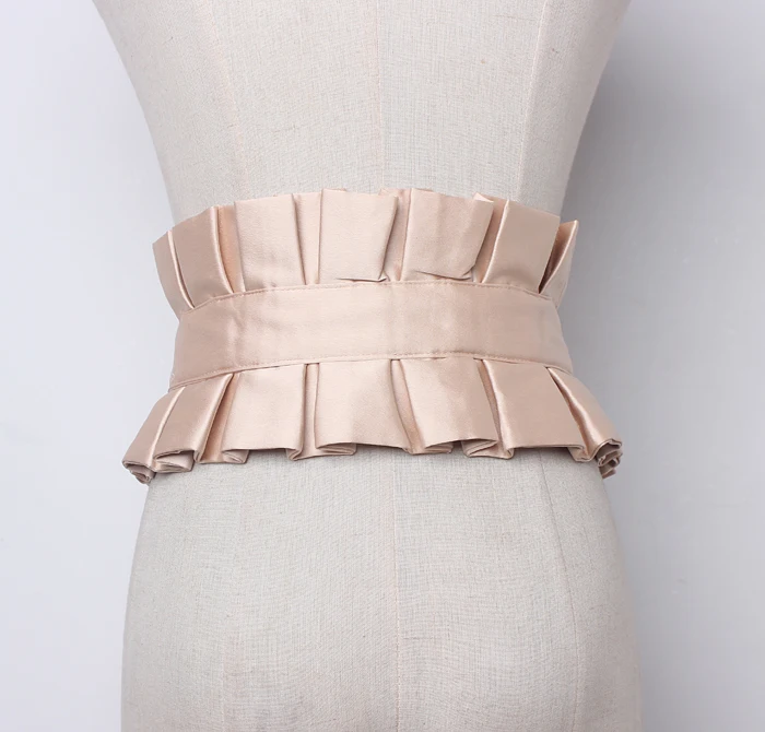 Для женщин взлетно-посадочной полосы моды широкие плиссированные Широкие пояса женские винтажные платья Корсеты пояс с пряжкой украшения