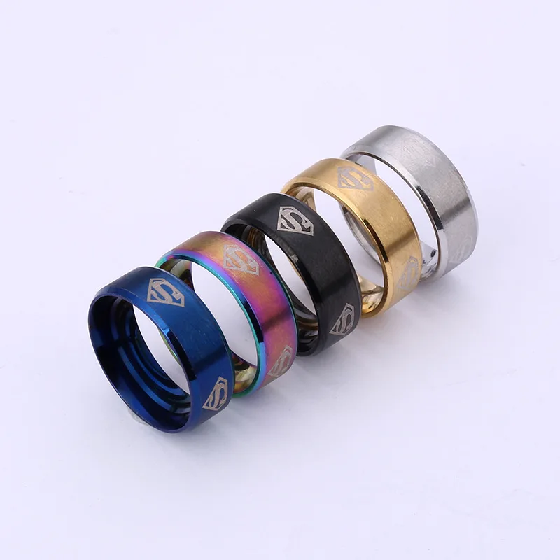 New Super Men Rings Stainless Steel Women Superman Ring Jewelry Hot