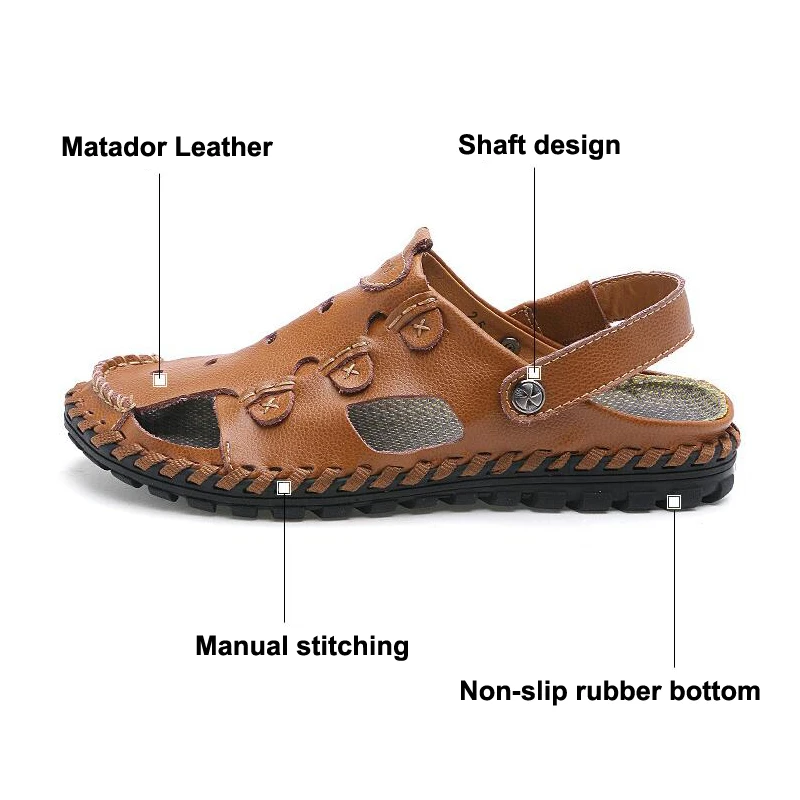 YIGER New Men Sandals Genuine Leather Man Slippers Hole shoes Men Leisure Beach Sandals and Slippers 0081