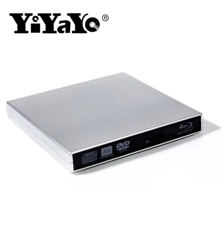 YiYaYo Привод Blu-Ray USB 2,0 DVD RW горелка Писатель BD rom привод Blu Ray CD rom плеер для ноутбука Настольный компьютер окно 10 iMAC - Цвет: Серебристый