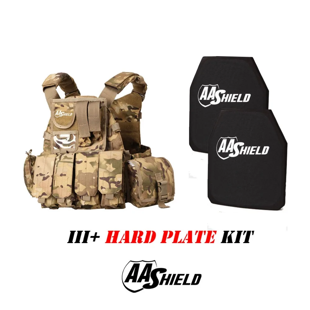 

AA Shield Molle 6094 Style Military Tactical Vest Level III Rifle Plate 3 Kit/MC