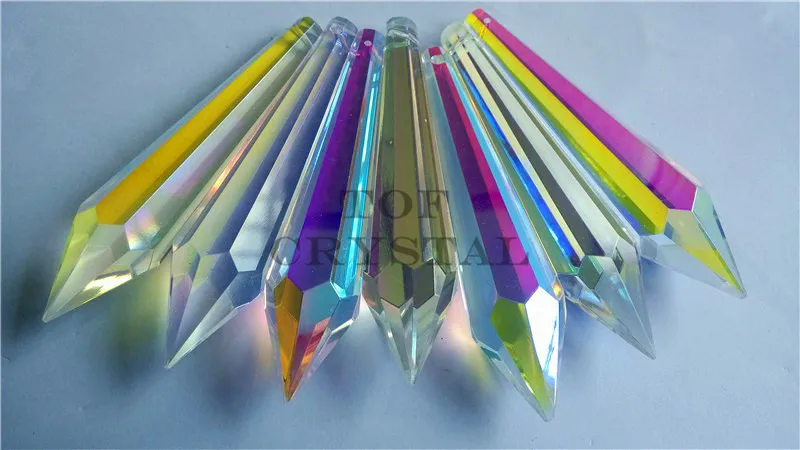 

15Pcs AB Glass Crystal Icicle Prism U-drop Chandelier Parts 3Inches Free Shipping