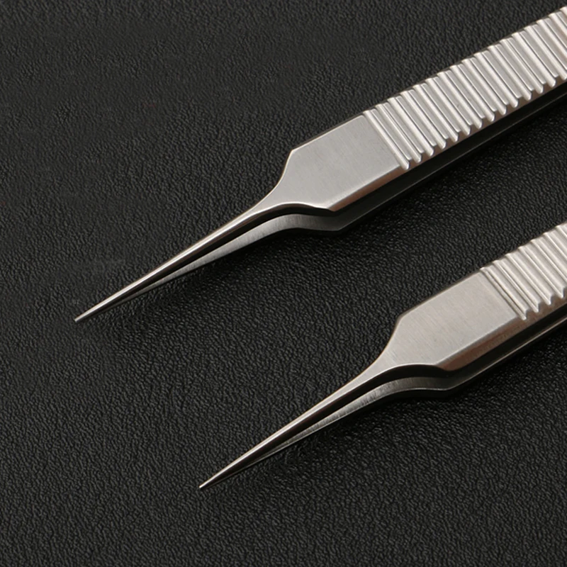 Fine plastic tweezers stainless steel ophthalmic microsurgery for double eyelid surgery tools with hooked toothless fat 3