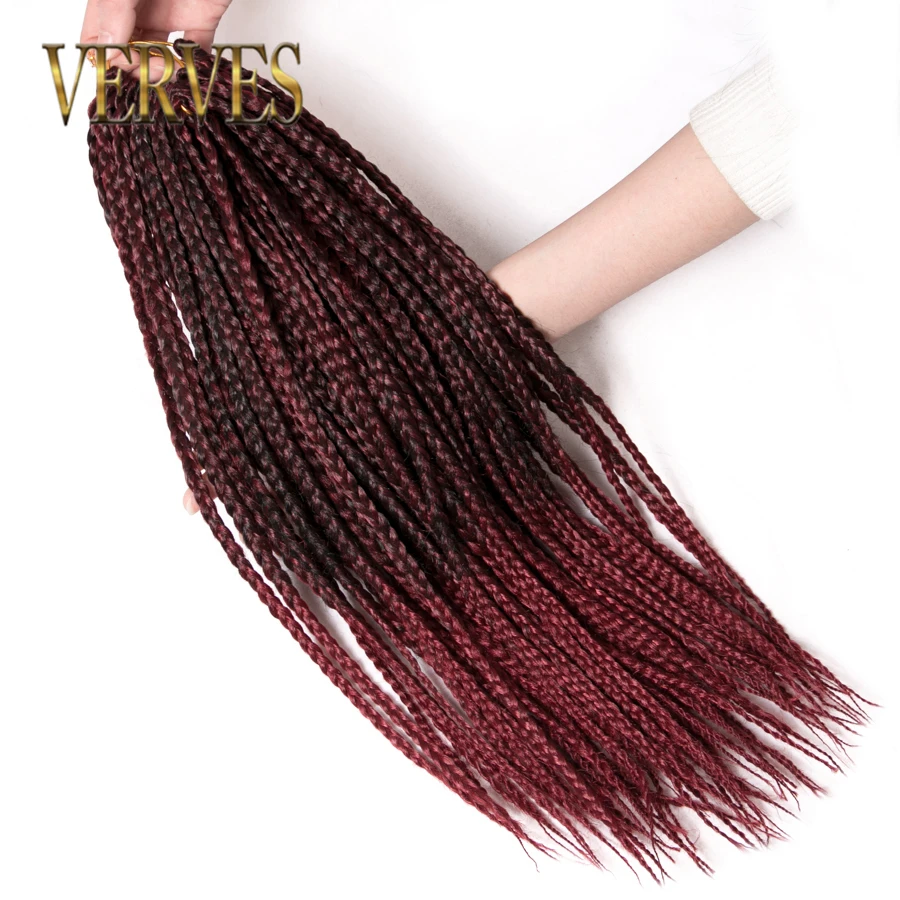 VERVES крючком волос 14 ''18" окно косы волосы 22strands/пакет чистого и Ombre плетение волос синтетические косы